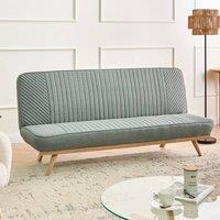 Wyld and Coco 2-Seater Sofa Bed Green Tufted Fabric Armless Metal Legs