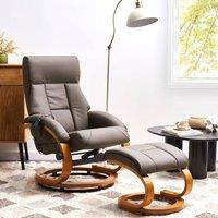 Wyld and Coco Brown Faux Leather Recliner Armchair Footstool Heated Massage 5 Modes