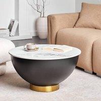 Wyld and Coco Round Coffee Table 74 cm Sintered Stone Top Black Powder Coat Metal