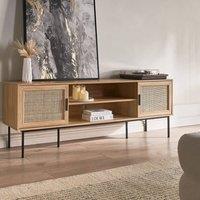 Wyld and Coco Boho Rattan 2-Door TV Stand Brown 180 x 63 cm