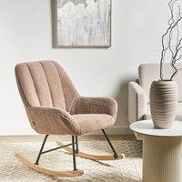 Wyld and Coco Beige Boucle Rocking Armchair with Black Metal Legs