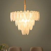Wyld and Coco 60cm Glamour Chandelier Pendant Lamp Brass Iron Glass Leaf Crystals in Gold