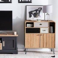 Wyld and Coco Light Brown Retro Sideboard 80 x 40 x 87 cm - 2 Doors 3 Drawers