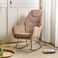 Wyld and Coco Beige Boucle Rocking Chair - Gold Metal Legs and Armrests