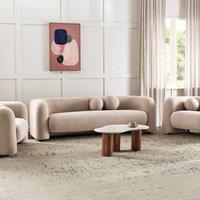 Wyld and Coco 5-Seater Boucl Sofa Set with Armchair and Extra Cushions in Beige