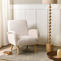 Wyld and Coco Wide Armchair Beige Water-Repellent Fabric Rubberwood Legs