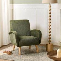 Wyld and Coco Green Water-Repellent Armchair - Wide Seat Armrests Rubberwood Legs