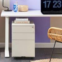 Wyld and Coco 3-Drawer Off-White Steel Storage Cabinet - Key Lock and Castors in White