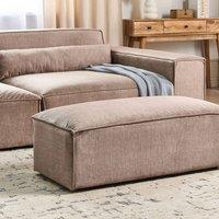 Wyld and Coco Brown Fabric Ottoman - Rectangular Footstool with Thick Foam Cushion