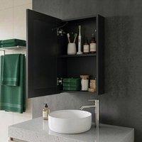 Wyld and Coco Mirror Cabinet Black Glass with LED 40 x 60 cm