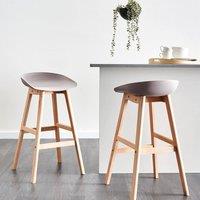 Wyld and Coco Set of 2 Counter Stools 85 cm Beechwood Legs and Taupe Polypropylene in Beige