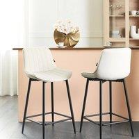 Wyld and Coco Velvet Bar Chairs Set of 2 Light Beige Matt Black Steel Legs