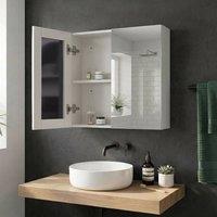 Wyld and Coco White Plywood Mirror 60 x 60 cm Wall Mounted 2 Doors Shelves