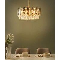 Wyld and Coco Brass Chandelier 48cm Glass Crystal Pendant Lamp in Gold