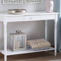 Wyld and Coco Console Table - White MDF Top Pine Wood Legs 102x40 cm