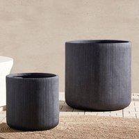 Wyld and Coco Graphite Grey 55cm Ribbed Outdoor Plant Pot