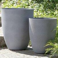 Wyld and Coco Grey Stone Effect Polyresin Planter Set of 2 43 x 52 cm