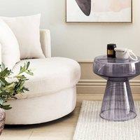 Wyld and Coco Oval Side Table Transparent Grey Glass 37 x 37 x 43 cm
