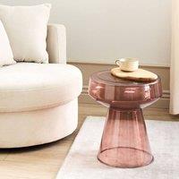 Wyld and Coco Home Oval Transparent Red Glass Side Table 37 x 37 x 43 cm
