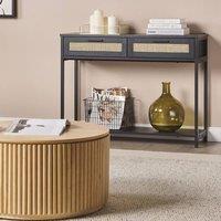 Wyld and Coco Boho Console Table Black Rubberwood 100 x 30 cm Two Drawers