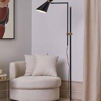 Wyld and Coco Lighting Floor Lamp - Marble Base Matt Black Metal with Gold Accents