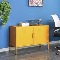 Wyld and Coco 2-Door Yellow Steel Industrial Sideboard One Size