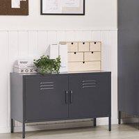 Wyld and Coco 2-Door Matte Black Steel Sideboard - Industrial Office Storage