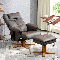 HOMCOM Massage Recliner Chair with Footstool & Hidden Storage in Dark Brown