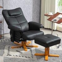 HOMCOM Massage Recliner Chair with Footstool & Hidden Storage in Black