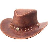Grace Premium Leather Cowboy Hat for Men Women Outback in Tan | Size: Medium
