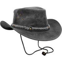 Grace Premium Leather Cowboy Hat for Men Women Outback in Grey | Size: Medium