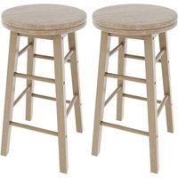 Home Discount Chef Vida Set of 2 Wooden Revolving Bar Stool Kitchen Dining Furniture in Brown