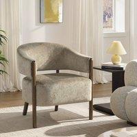 HOMCOM Accent Chair, Upholstered Armchair with Solid Wood Legs, Light Brown
