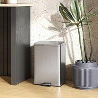 HOMCOM Pedal Bin with Soft-Close Lid, 20L Kitchen Bin for Home in Silver