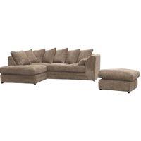 SNUG FURNITURE BIRMINGHAM LTD Jumbo Cord Left Hand Corner Sofa With FREE footstool in Brown