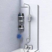Nes Home Modern Exposed Shower Mixer Handset & Bath shower Mixer in Silver | Size: 152.4mm x 914.4mm