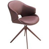 Angel Cerda Copper-Brown Leatherette Swivel Dining Chair in Brown