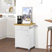 EONLION Rolling Kitchen Cart Storage Trolley in White | Size: 100 cm