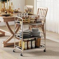 EONLION 3 Tier Kitchen Trolley on Wheels in Silver | Size: 100 cm