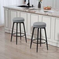 EONLION Bar Stools, Set of 2 PU Leather in Grey | Size: 100 cm