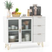 Kelvenix Kitchen Storage Sideboard Dining Buffet Server Cabinet in White