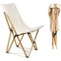 Kelvenix 1X Folding Camping Chair, Portable Butterfly Canvas Metal Chair in Beige