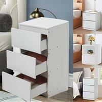 FORGEVIO Modern Bedside Table Drawers Cabinet Bedroom Furniture in White