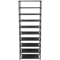 FORGEVIO 10-Tier Slim Vertical Shoe Rack, Tall Narrow Footwear Storage in Black