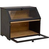 FLAVORA Black Double Layer Bamboo Bread Bin Bread Box | Size: 0.6m2