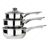 FLAVORA Stainless Steel Saucepan Set in Silver | Size: 0.6m2