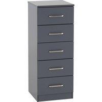 FORGEVIO Dark Grey 5 Drawer Chest Freestanding Modern Large Bedroom Storage