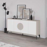 Decortie 'Gora' Four Door Sideboard with Chipboard Handles & Metal Legs in Beige | Size: 3 Pack
