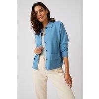 Damart Women's Thermal Collared Cardigan in Blue | Size: 22-24