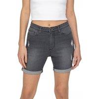 Enzo Women's Skinny Ripped Denim Shorts in Grey | Size: 10
